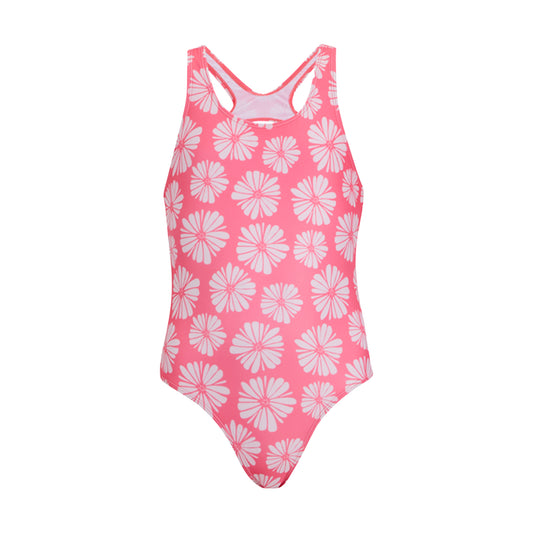 Pink Haze - Front - Regatta Girls Katrisse Floral One Piece Swimsuit