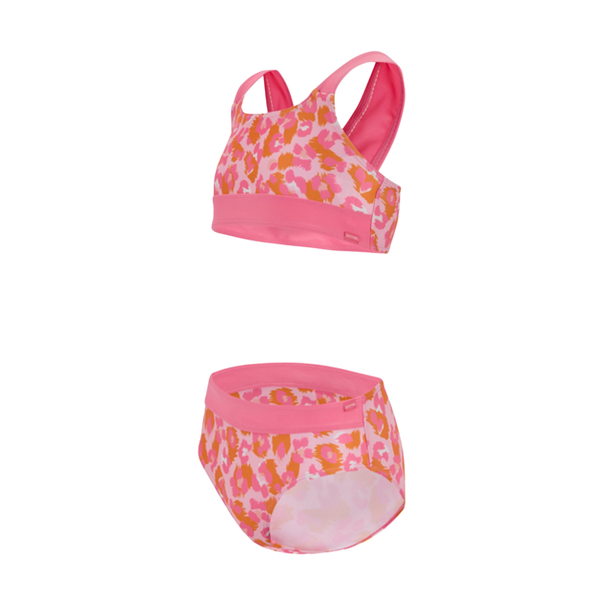 Orange Peel-Pink Lemonade - Side - Regatta Girls Dakaria III Leopard Print Bikini Set