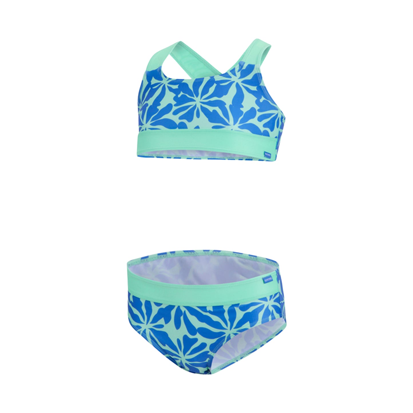 Sonic Blue-Ice Green - Side - Regatta Girls Dakaria III Floral Bikini Set