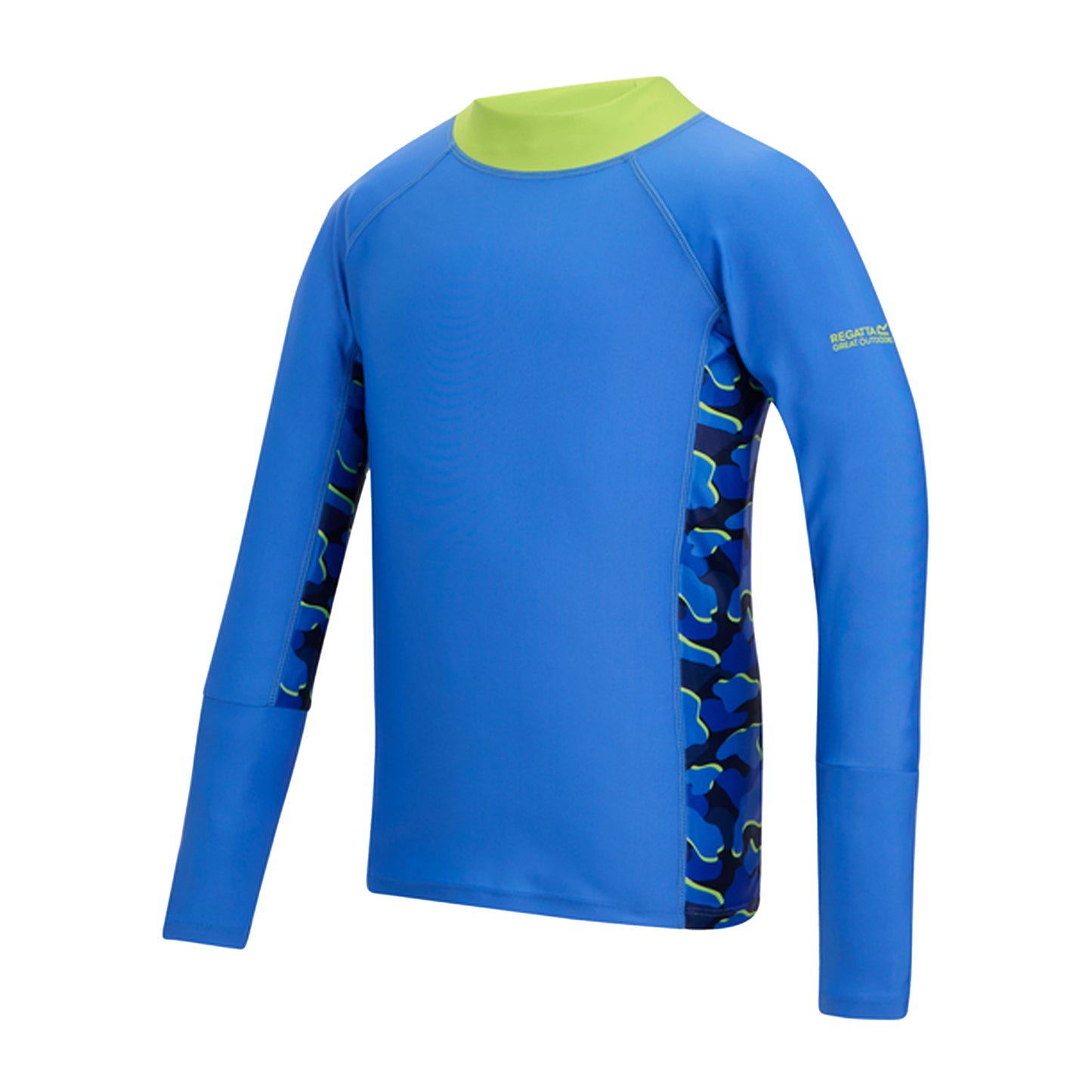 Sonic Blue - Side - Regatta Girls Hoku II Camo Swim Top