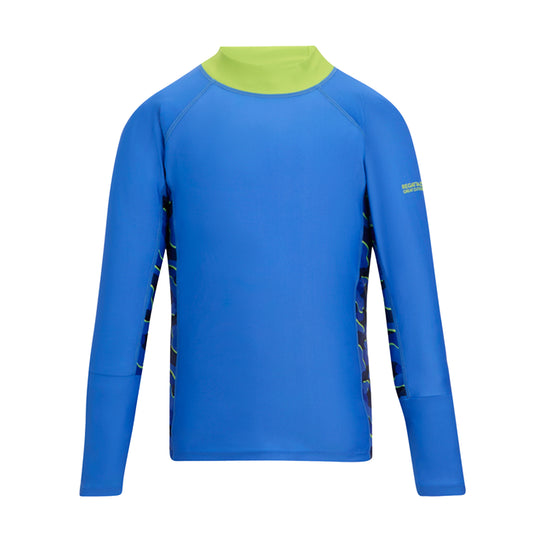 Sonic Blue - Front - Regatta Girls Hoku II Camo Swim Top