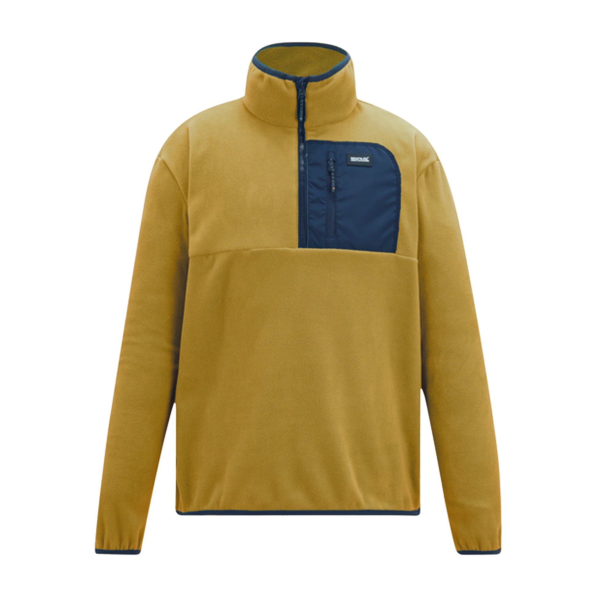 Wood Brown-Navy - Front - Regatta Mens Frankie Half Zip Fleece Top