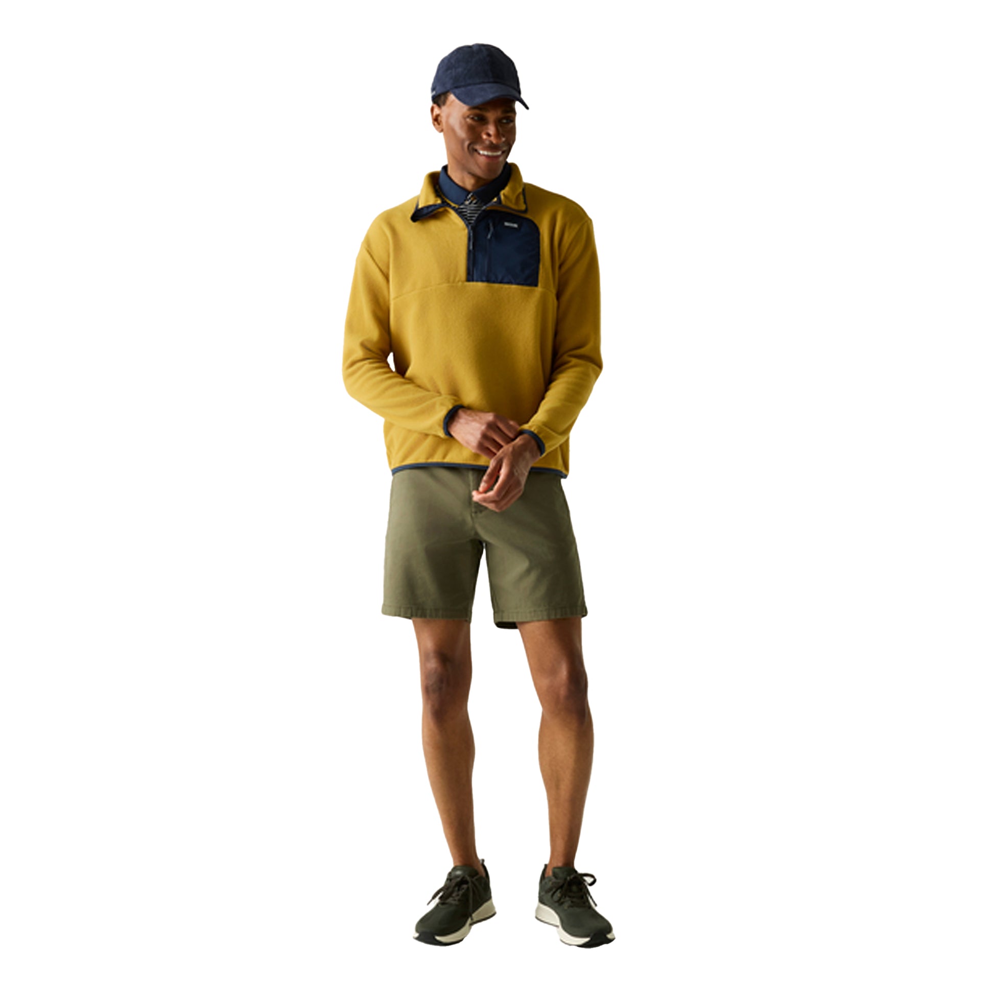 Wood Brown-Navy - Lifestyle - Regatta Mens Frankie Half Zip Fleece Top