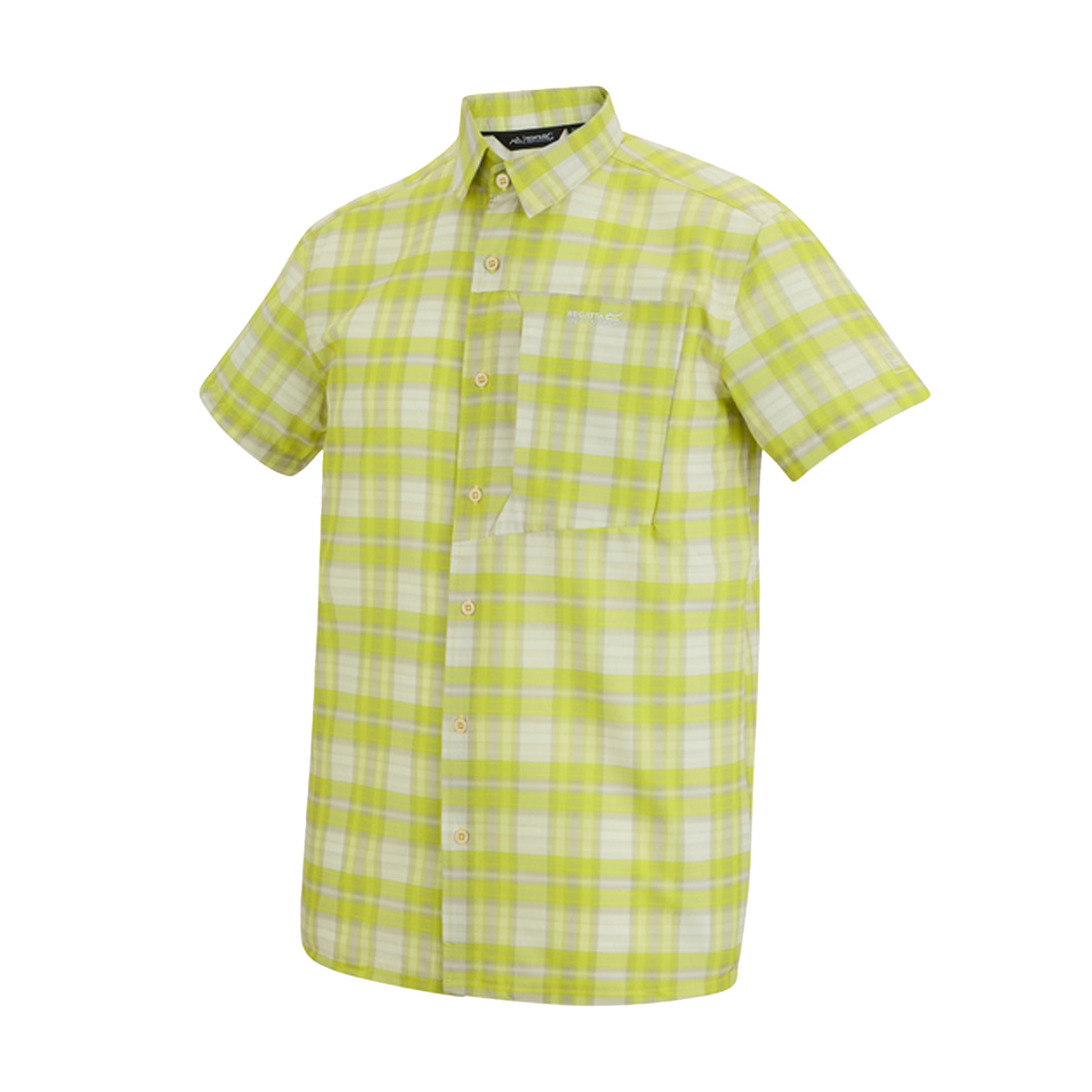 Dark Tang - Side - Regatta Mens Checked Insect Repellent Short-Sleeved Travel Shirt