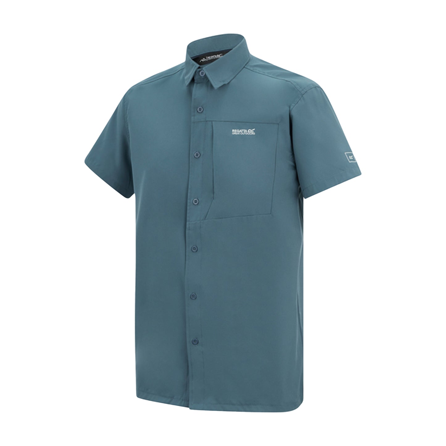 China Blue - Side - Regatta Mens Insect Repellent Short-Sleeved Travel Shirt