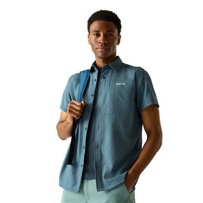 China Blue - Lifestyle - Regatta Mens Insect Repellent Short-Sleeved Travel Shirt