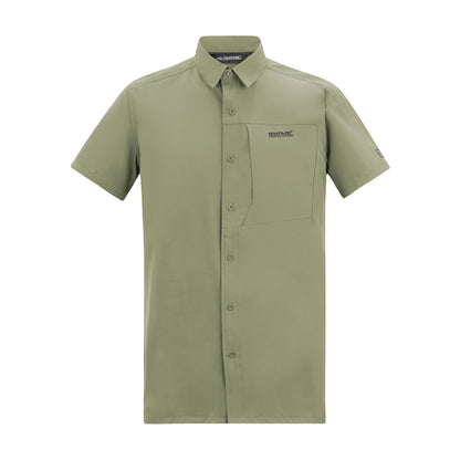 Sage Green - Front - Regatta Mens Insect Repellent Short-Sleeved Travel Shirt