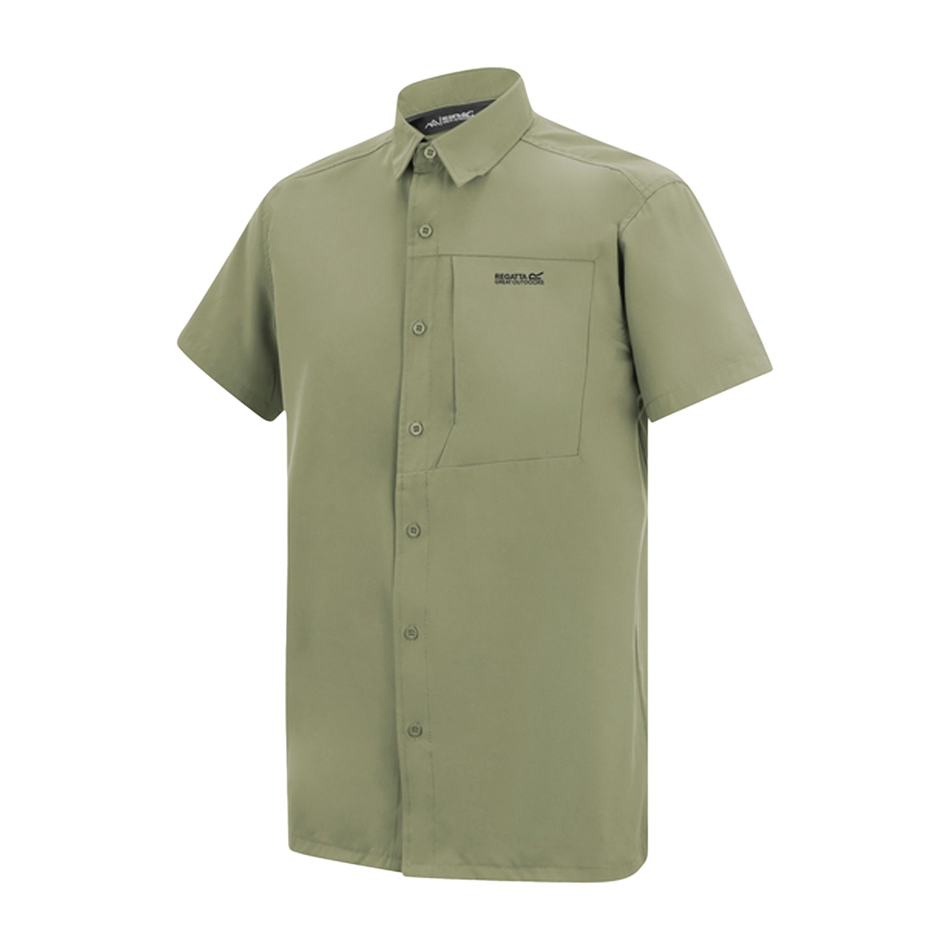 Sage Green - Side - Regatta Mens Insect Repellent Short-Sleeved Travel Shirt