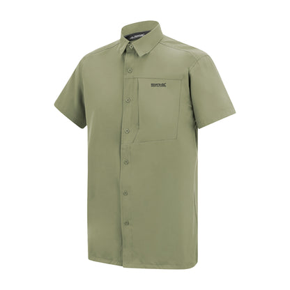 Sage Green - Side - Regatta Mens Insect Repellent Short-Sleeved Travel Shirt
