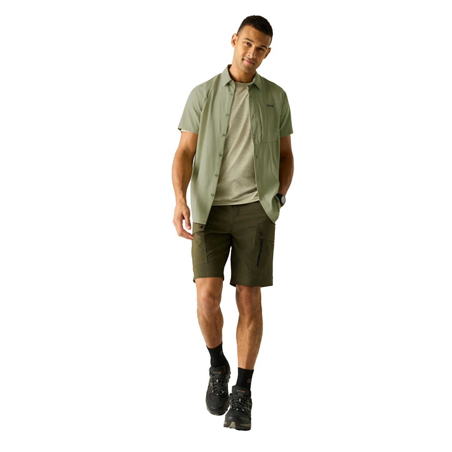 Sage Green - Lifestyle - Regatta Mens Insect Repellent Short-Sleeved Travel Shirt