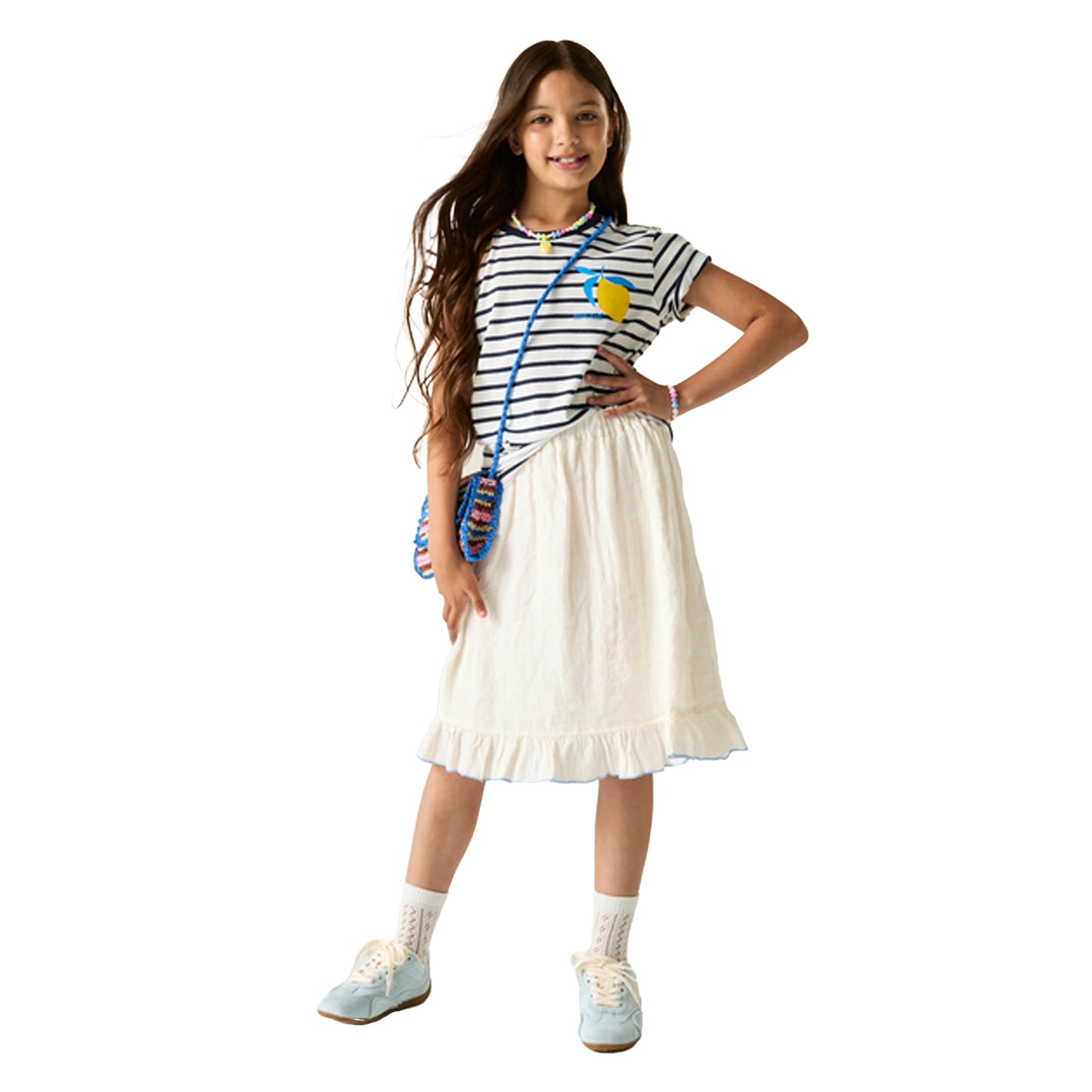 White-Navy - Lifestyle - Regatta Childrens-Kids Bosley Stripe T-Shirt