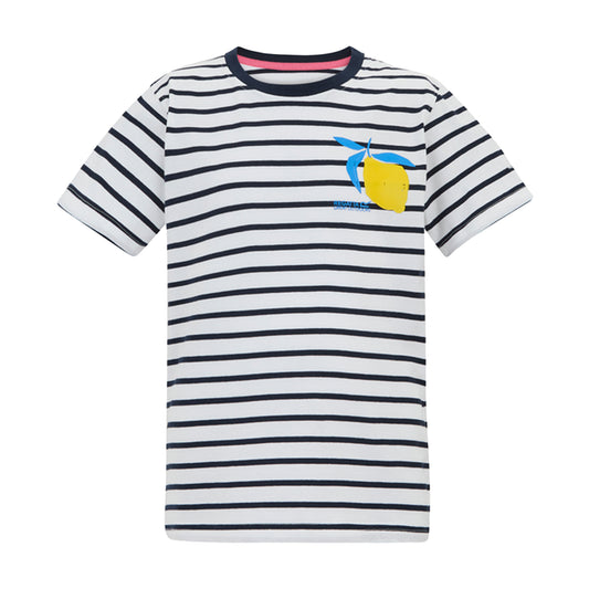 White-Navy - Front - Regatta Childrens-Kids Bosley Stripe T-Shirt