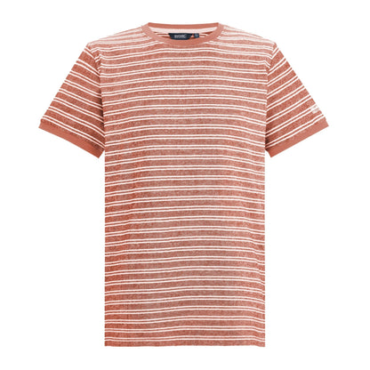 Brick-White Stone - Front - Regatta Mens Benlin Striped T-Shirt
