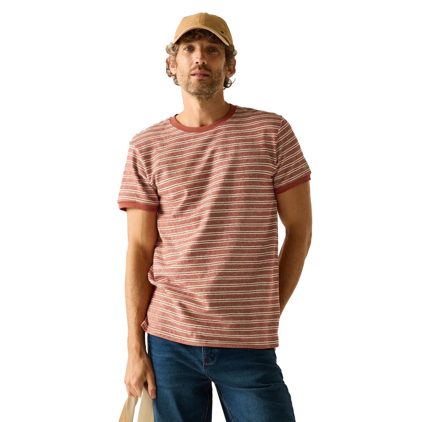 Brick-White Stone - Lifestyle - Regatta Mens Benlin Striped T-Shirt