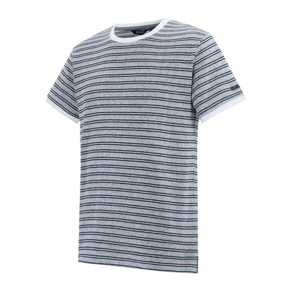White-Navy - Side - Regatta Mens Benlin Striped T-Shirt