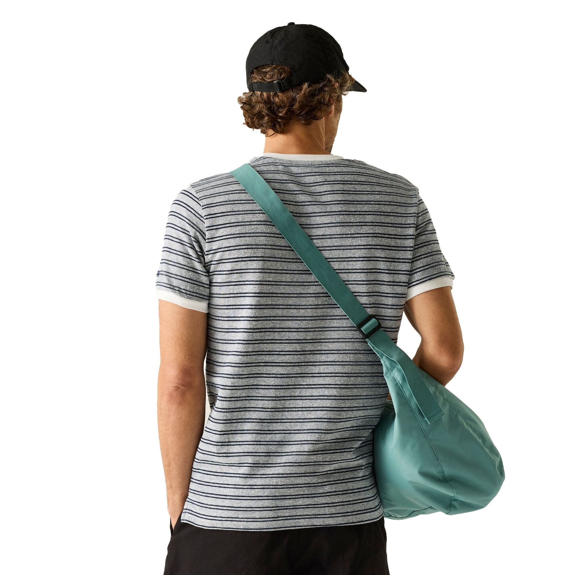 White-Navy - Pack Shot - Regatta Mens Benlin Striped T-Shirt