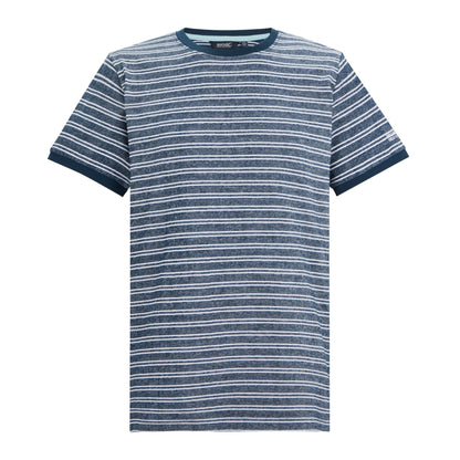 Moonlight Denim-Grey-White - Front - Regatta Mens Benlin Striped T-Shirt