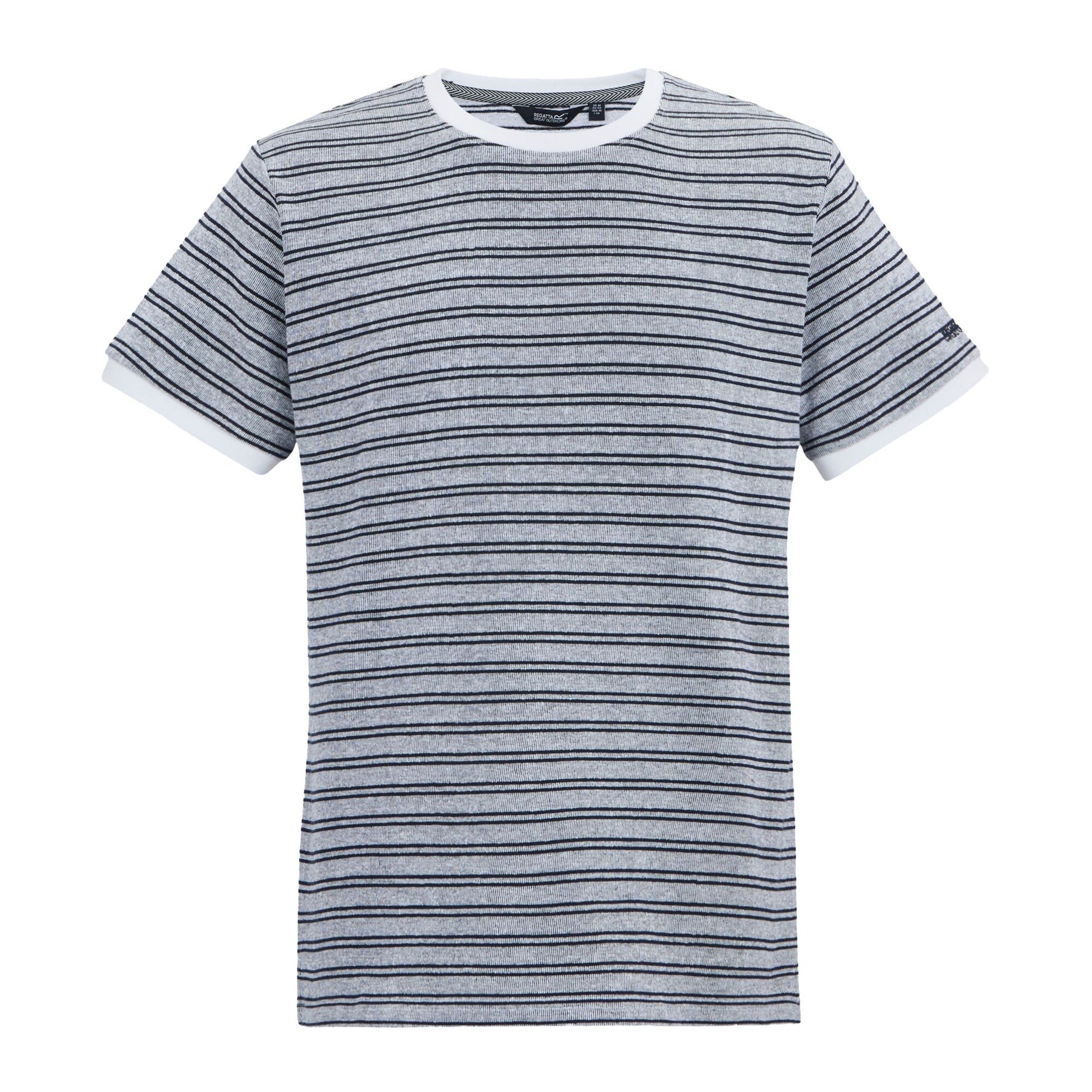 White-Navy - Front - Regatta Mens Benlin Striped T-Shirt