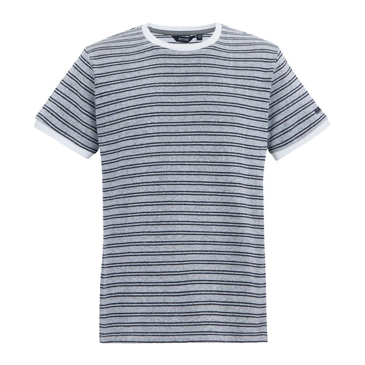 White-Navy - Front - Regatta Mens Benlin Striped T-Shirt