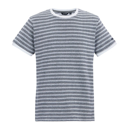 White-Navy - Front - Regatta Mens Benlin Striped T-Shirt