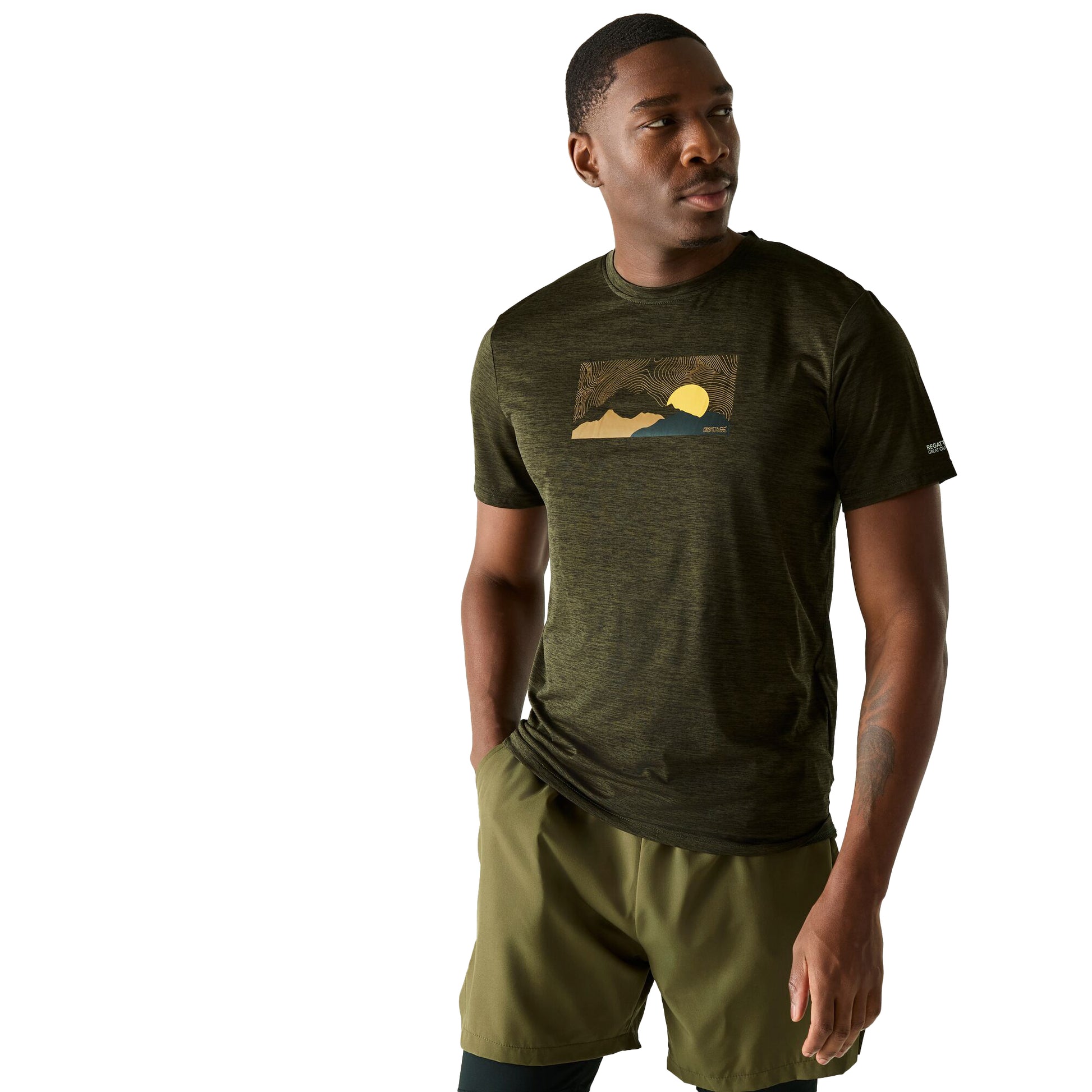 Dark Khaki Marl - Lifestyle - Regatta Mens Fingal Landscape T-Shirt