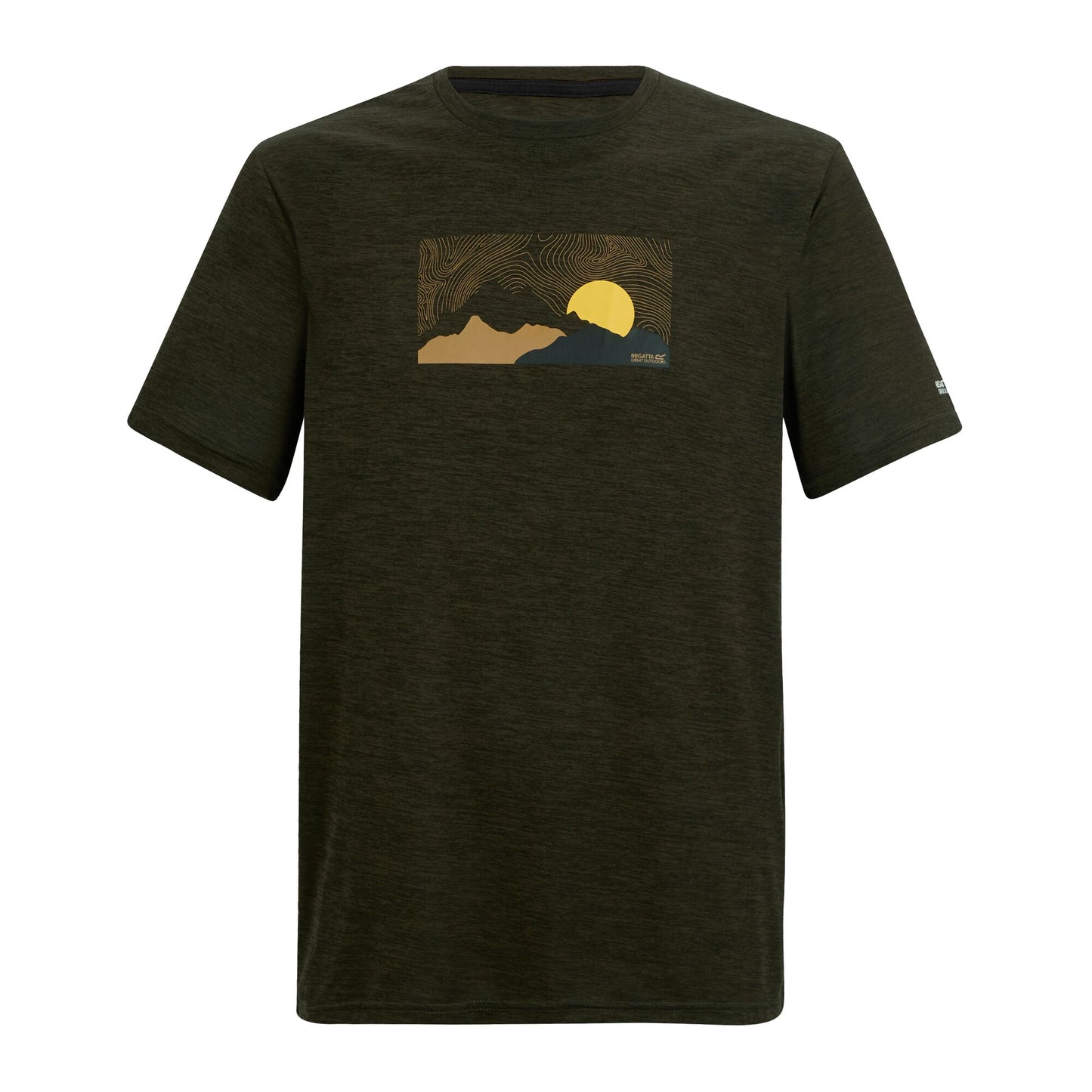 Dark Khaki Marl - Front - Regatta Mens Fingal Landscape T-Shirt