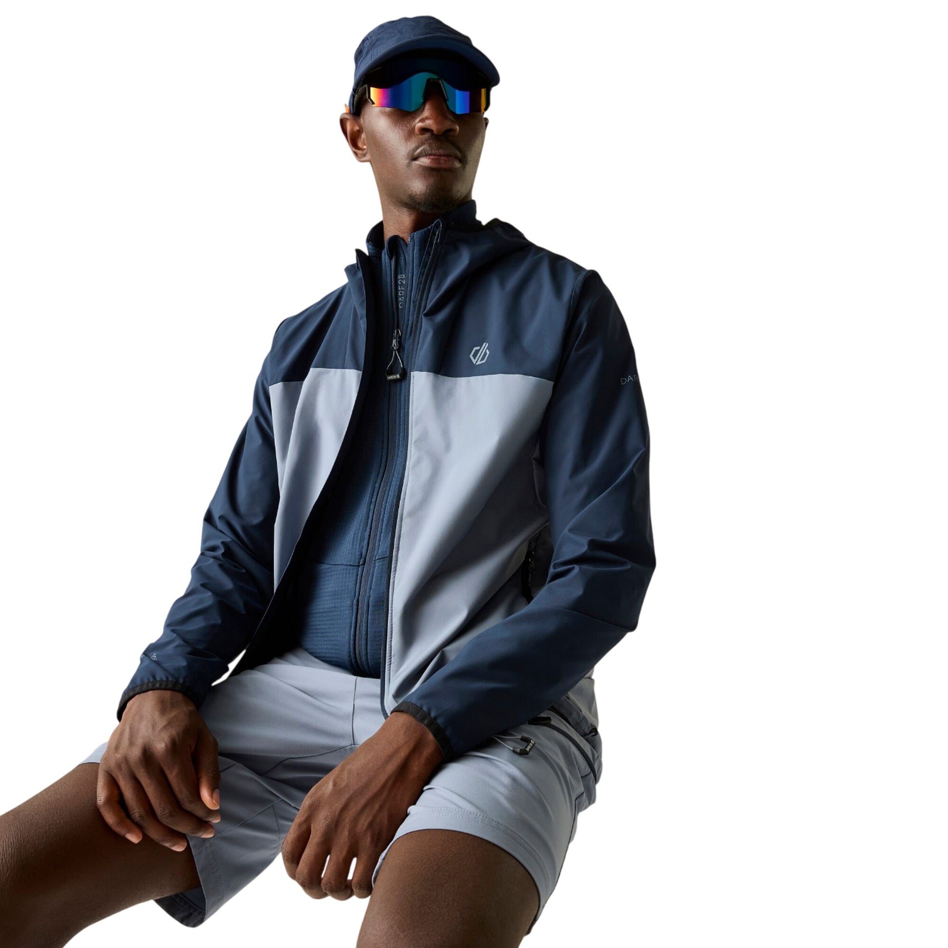 Navy-Mercury - Front - Dare 2B Mens Endurance Contrast Detail Soft Shell Jacket