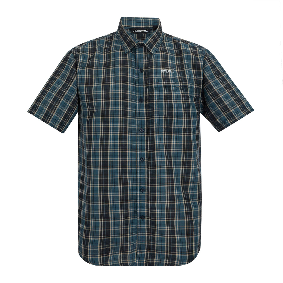 Night Sky - Front - Regatta Mens Mindano Multi Check Short-Sleeved Shirt