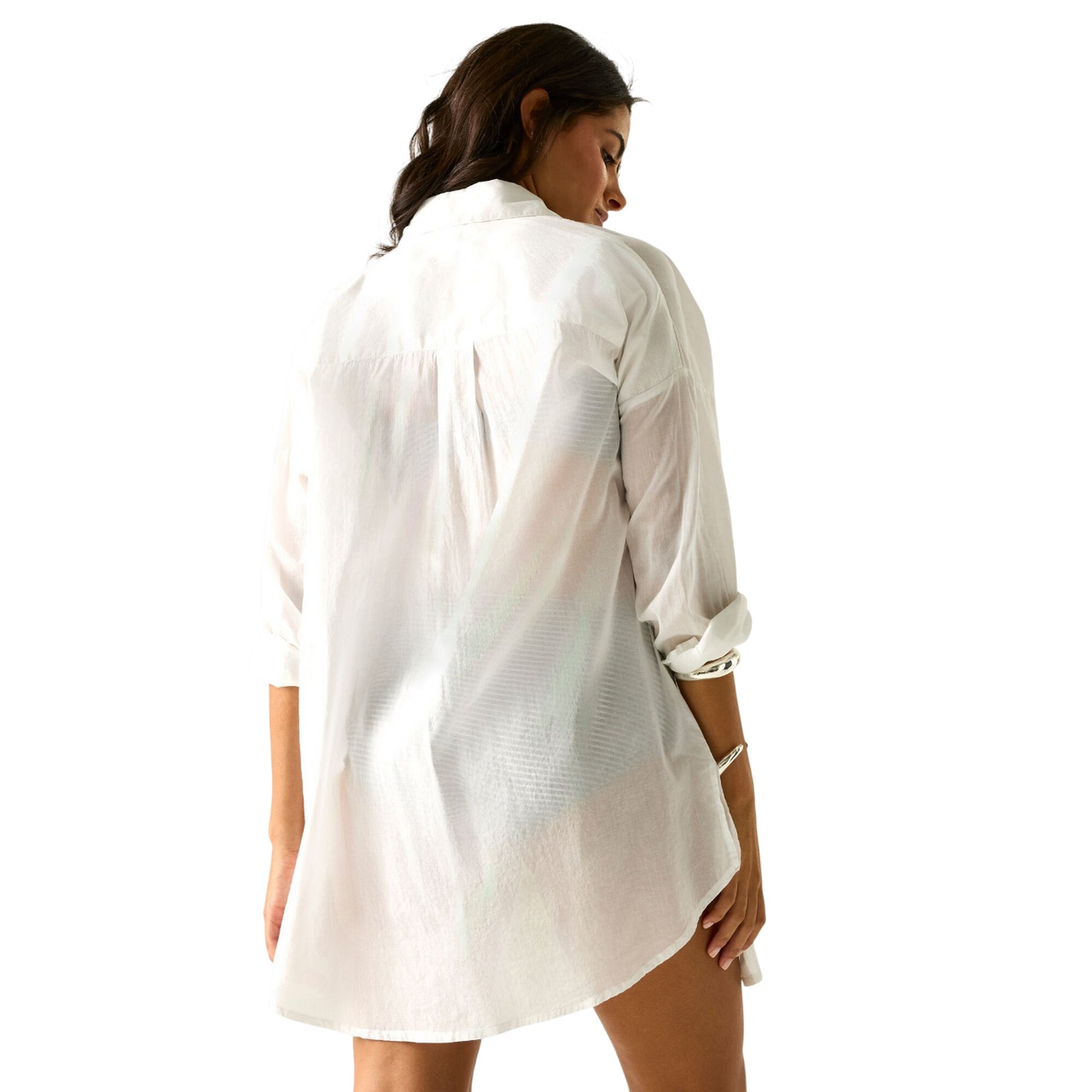 White - Pack Shot - Regatta Womens-Ladies Prena Cover Up Plain Beach Shirt
