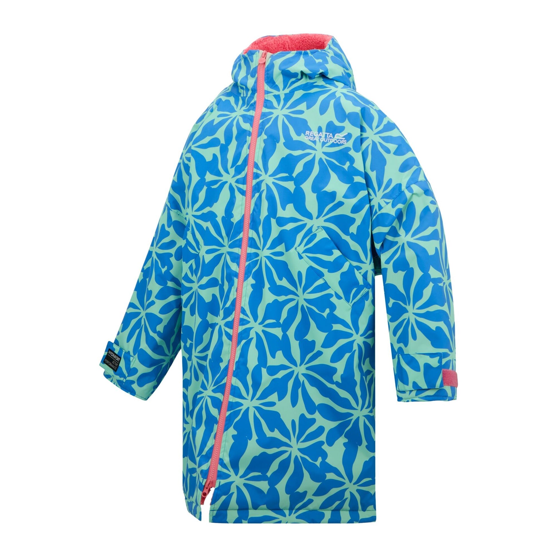 Blue-Pink Lemonade - Side - Regatta Childrens-Kids Floral Changing Robe