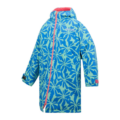 Blue-Pink Lemonade - Side - Regatta Childrens-Kids Floral Changing Robe