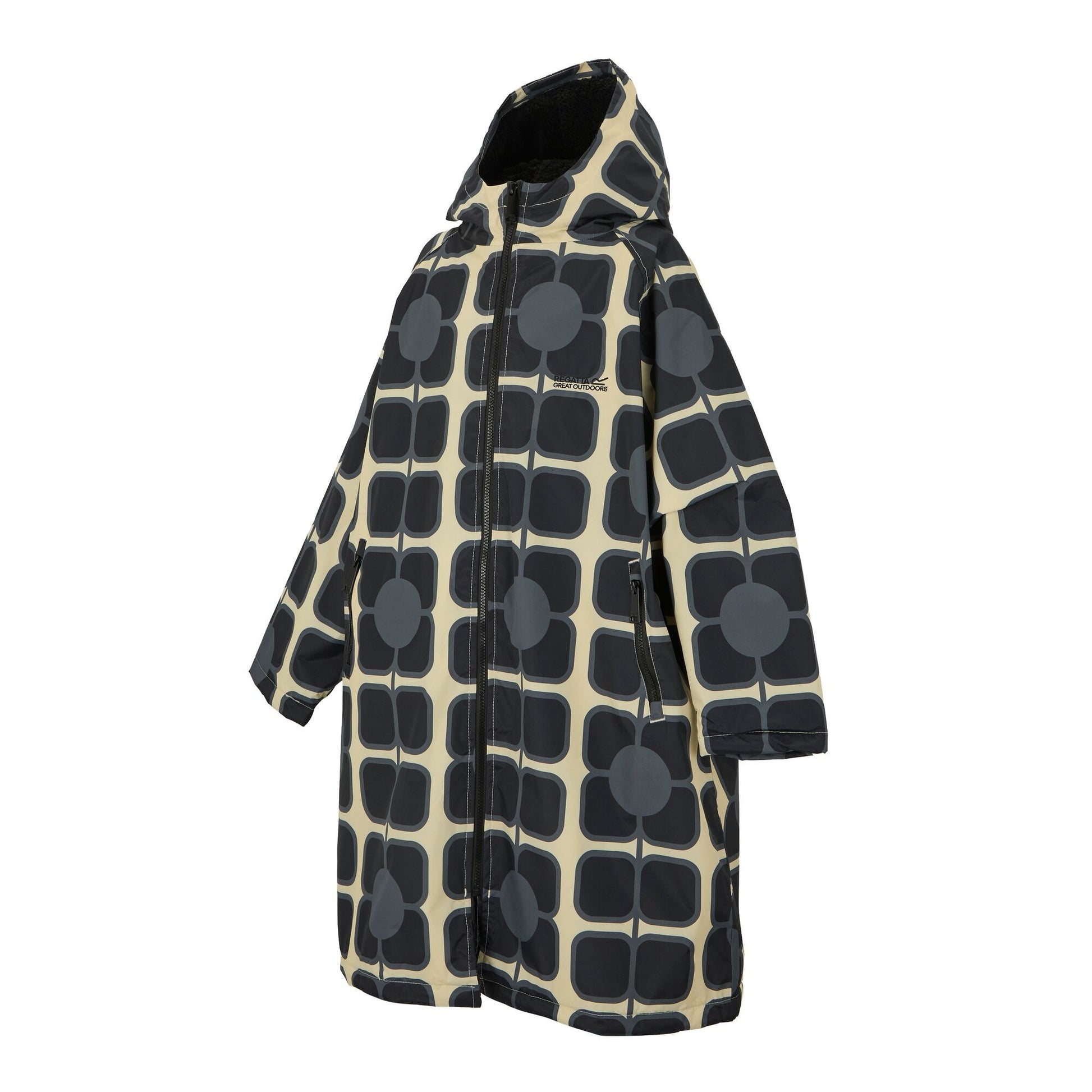 Monochrome - Side - Regatta Girls Orla Kiely Poppy Changing Robe