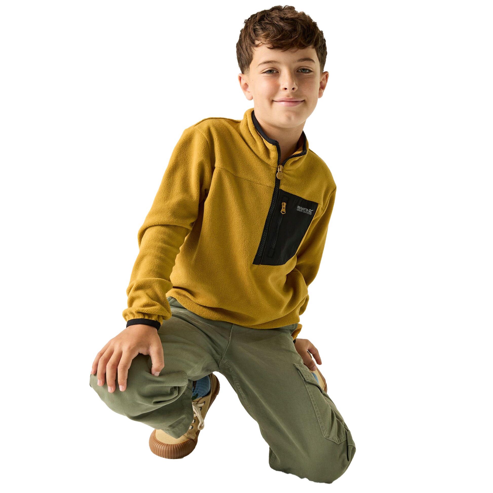 Wood Brown - Lifestyle - Regatta Childrens-Kids Frankie Half Zip Fleece Top