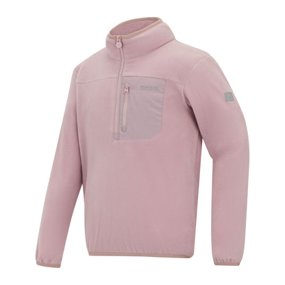 Powder Lilac - Side - Regatta Childrens-Kids Frankie Half Zip Fleece Top