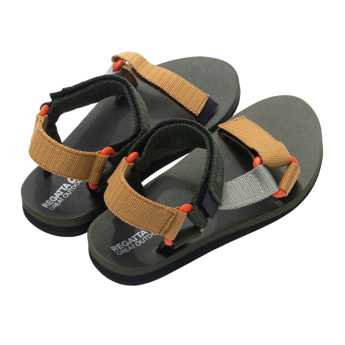 Dark Khaki-Wood Brown - Back - Regatta Childrens-Kids Vendeavour Sandals