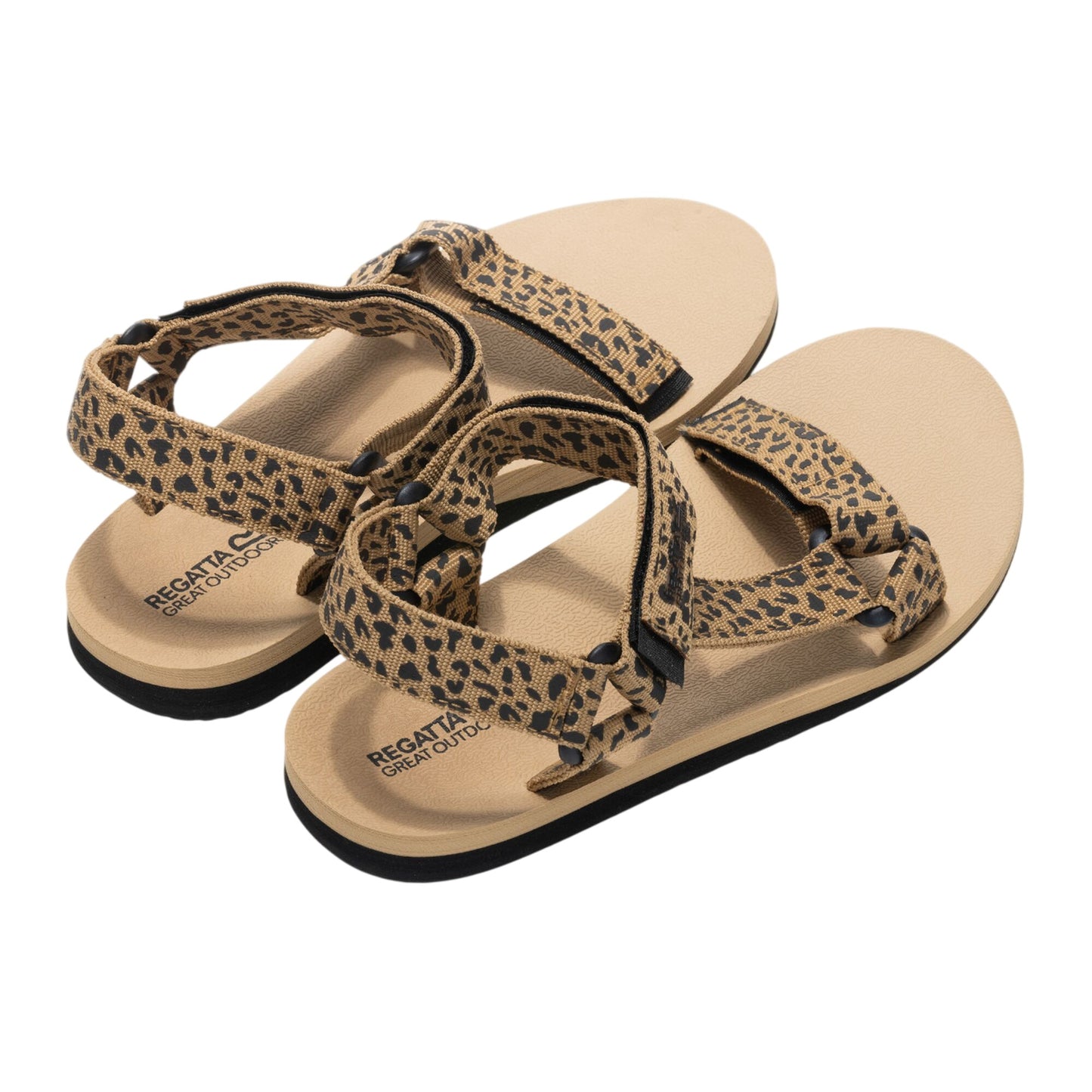 Leopard-Black - Back - Regatta Womens-Ladies Vendeavour Leopard Print Sandals