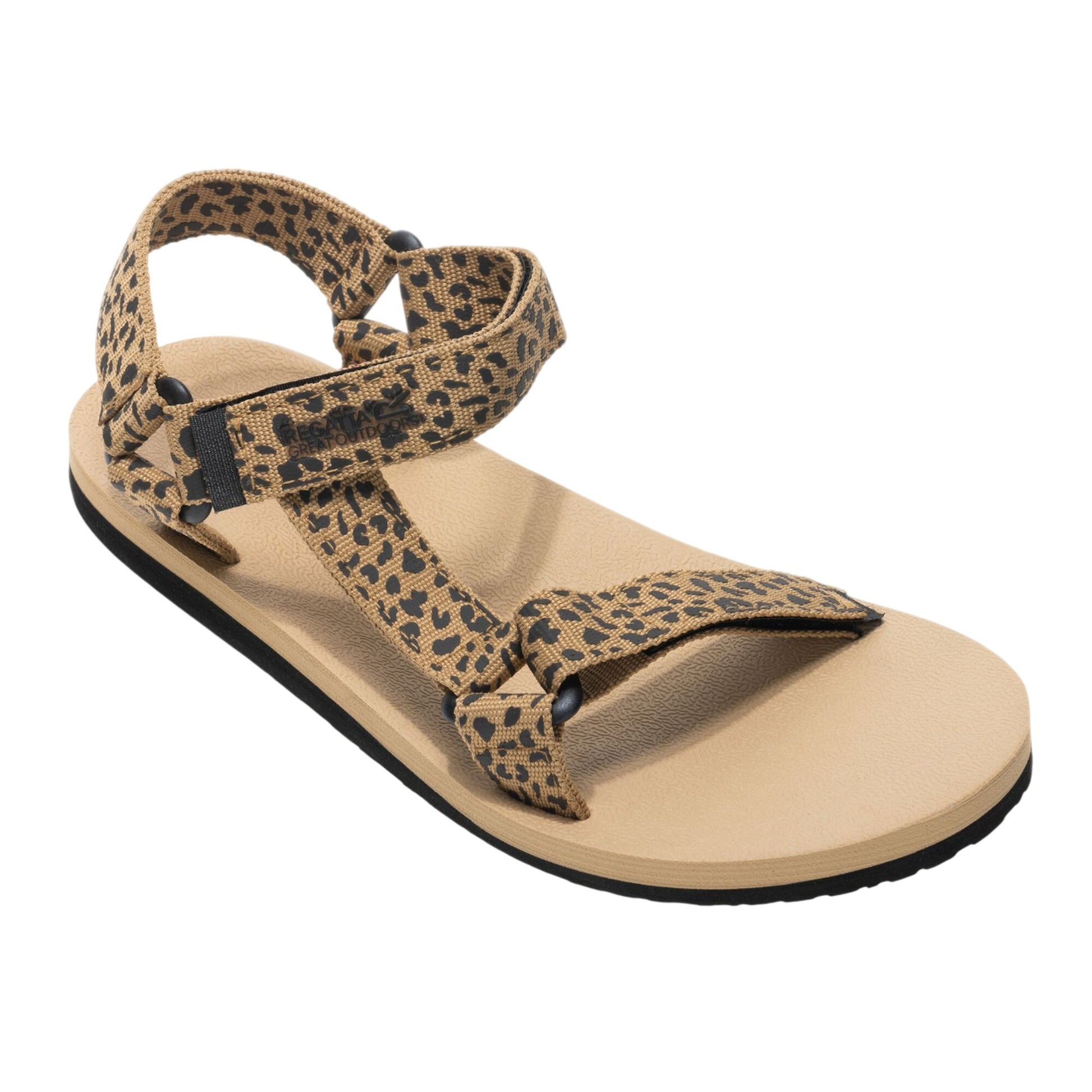 Leopard-Black - Front - Regatta Womens-Ladies Vendeavour Leopard Print Sandals