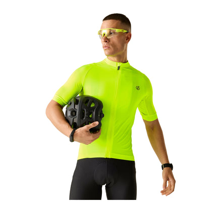 Fluro Yellow - Lifestyle - Dare 2B Mens Lightning Short-Sleeved Cycling Jersey