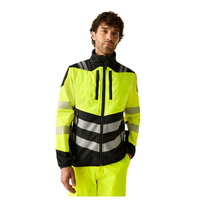 Black-Yellow - Pack Shot - Regatta Mens X-Pro Hi-Vis Hybrid Jacket