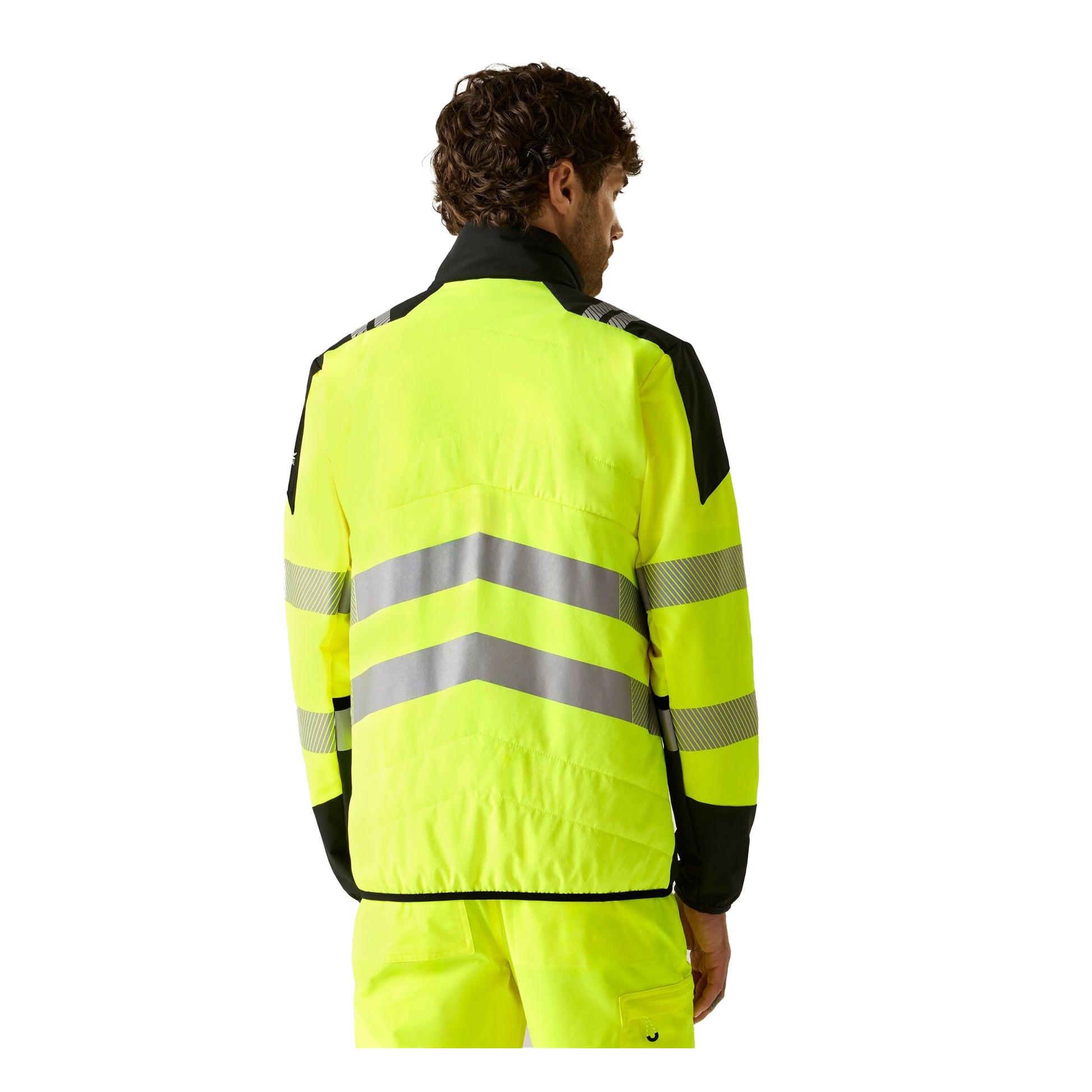 Black-Yellow - Close up - Regatta Mens X-Pro Hi-Vis Hybrid Jacket