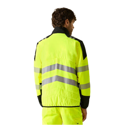 Black-Yellow - Close up - Regatta Mens X-Pro Hi-Vis Hybrid Jacket
