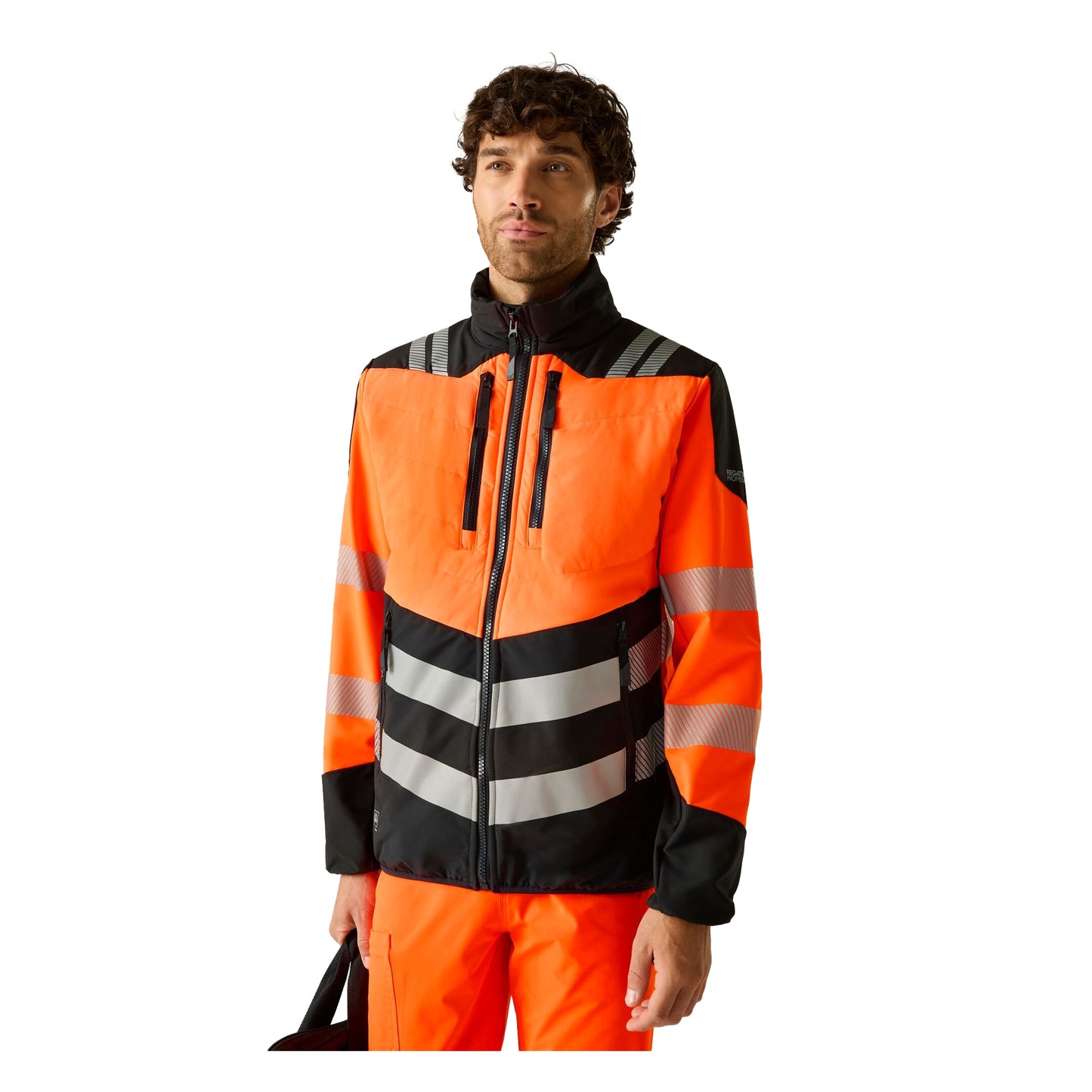 Black-Orange - Pack Shot - Regatta Mens X-Pro Hi-Vis Hybrid Jacket