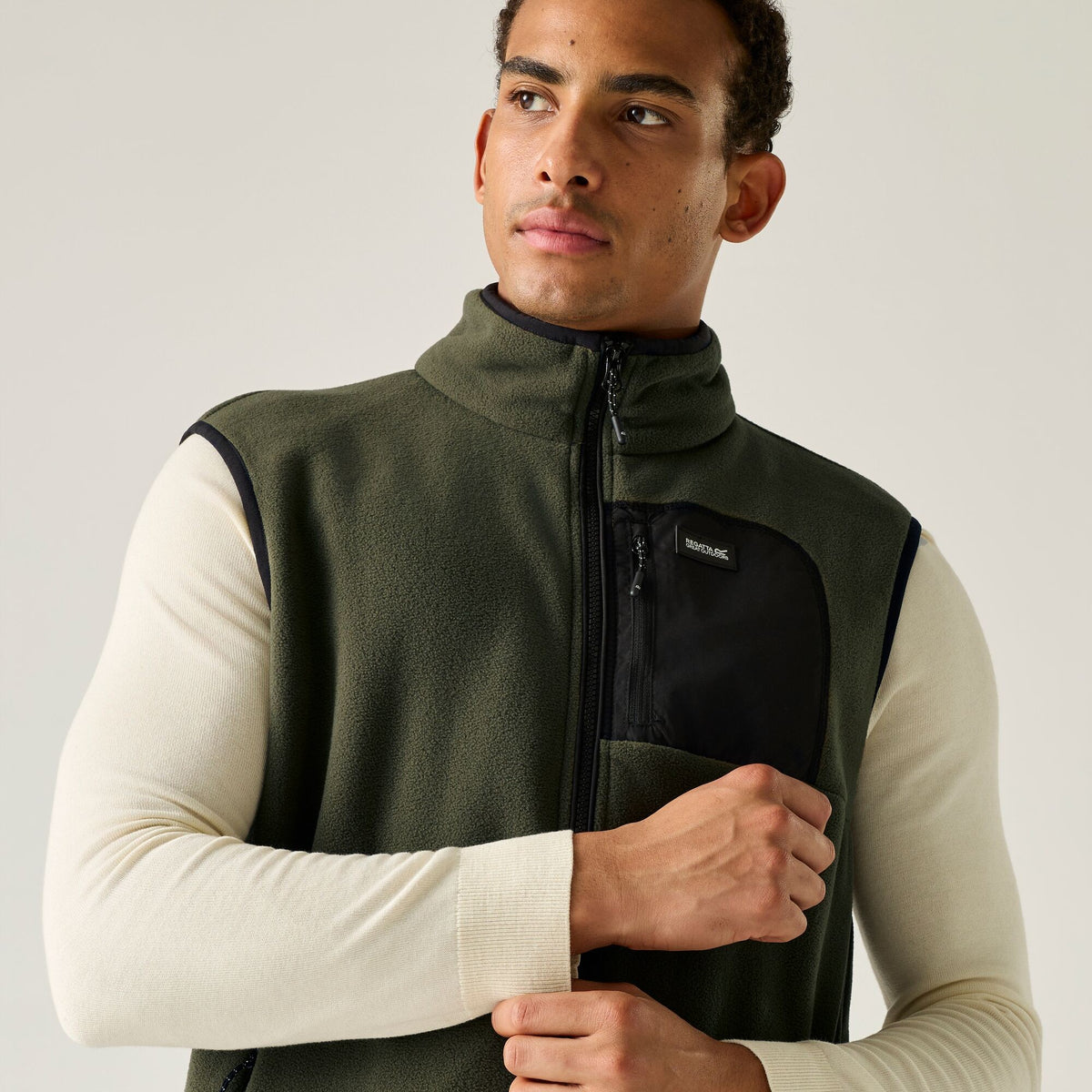 Dark Khaki-Black - Pack Shot - Regatta Professional Mens Frankie Fleece Gilet