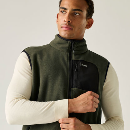 Dark Khaki-Black - Pack Shot - Regatta Professional Mens Frankie Fleece Gilet