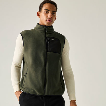 Dark Khaki-Black - Close up - Regatta Professional Mens Frankie Fleece Gilet