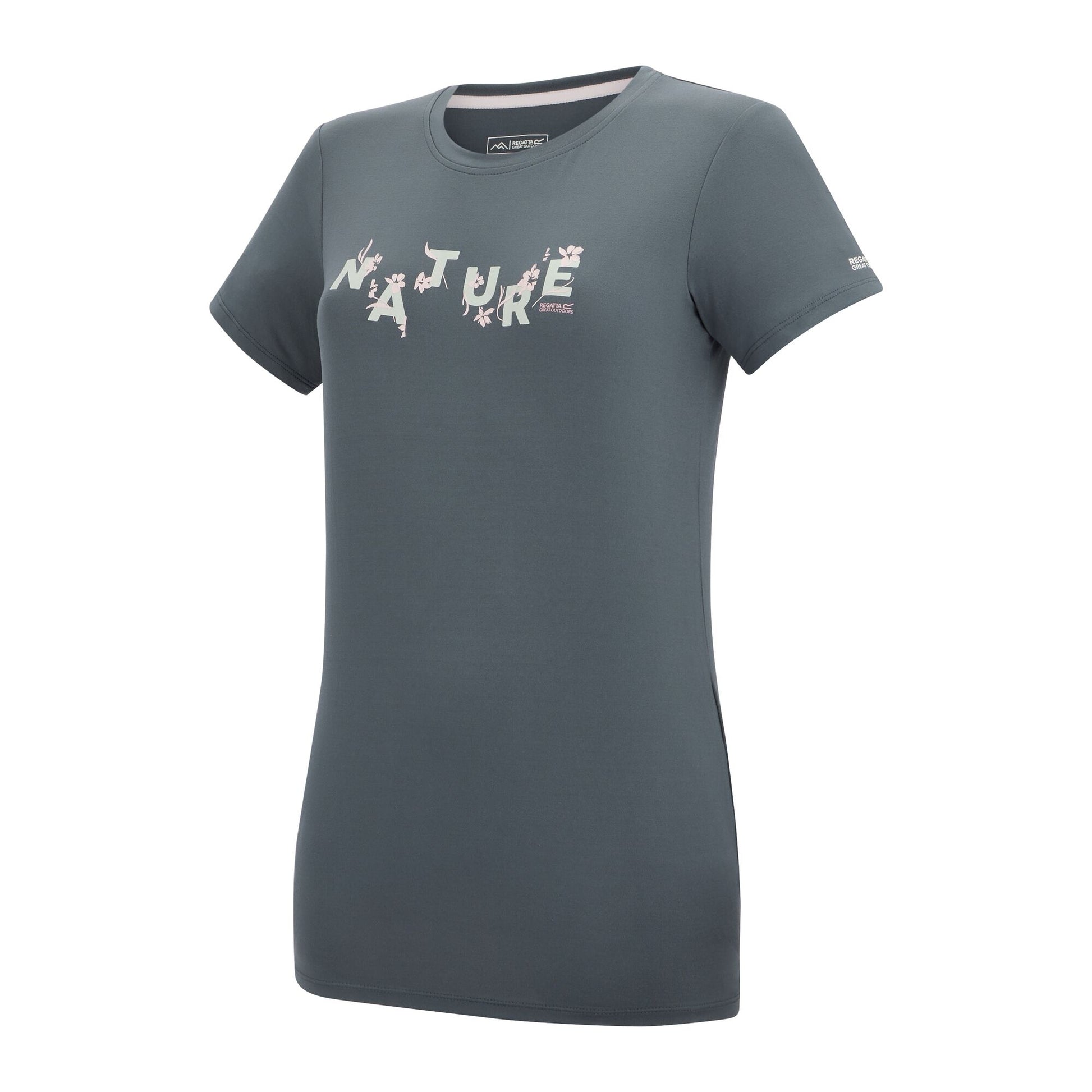 Storm Grey - Side - Regatta Womens-Ladies Fingal Flowers Stretch T-Shirt