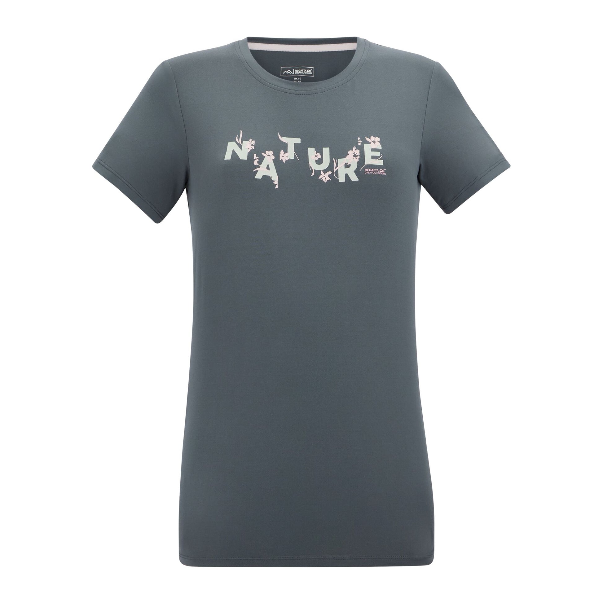 Storm Grey - Front - Regatta Womens-Ladies Fingal Flowers Stretch T-Shirt