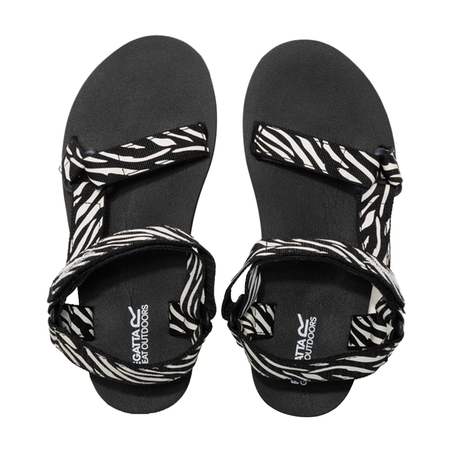 Black-White - Lifestyle - Regatta Womens-Ladies Zebra Print Sandals