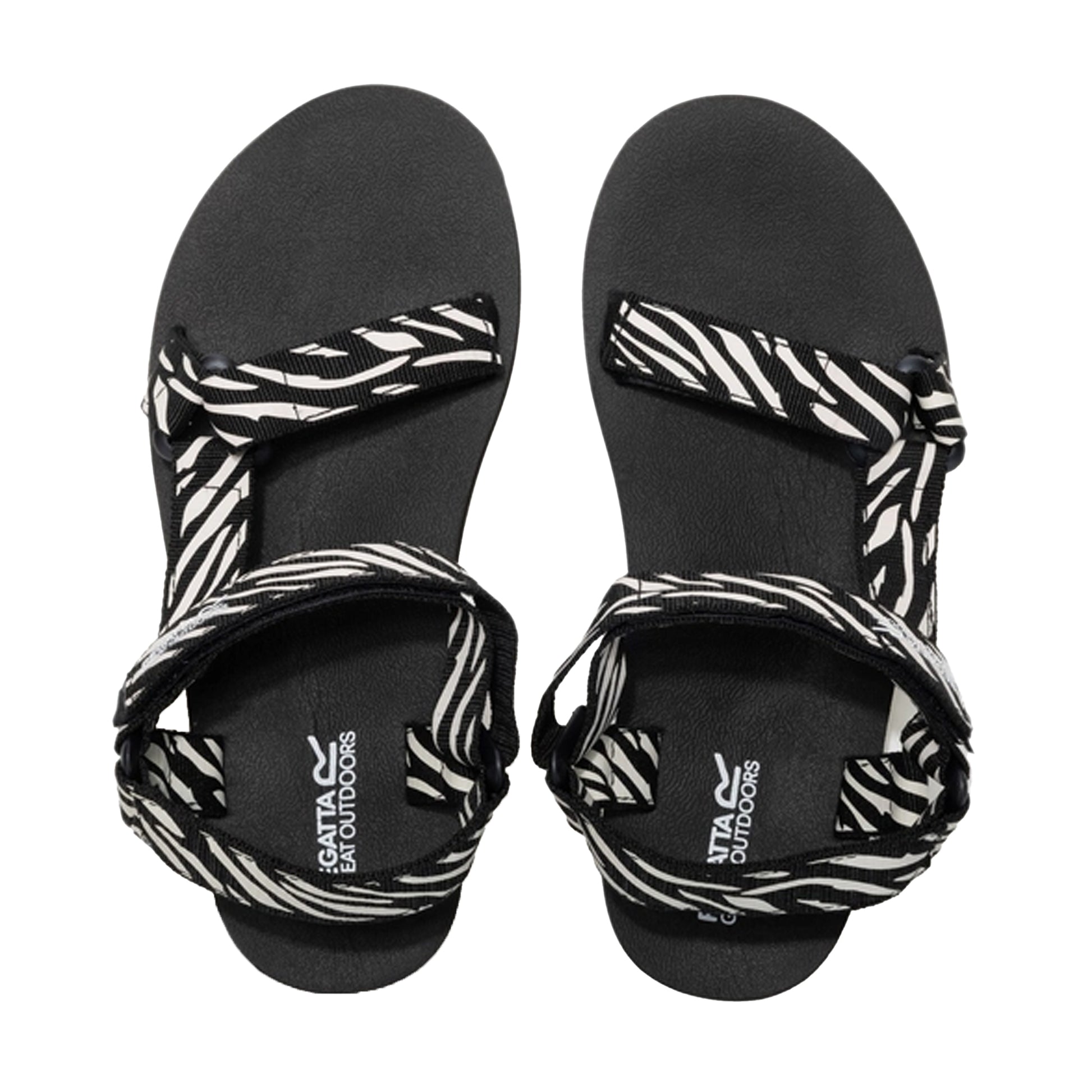 Black-White - Lifestyle - Regatta Womens-Ladies Zebra Print Sandals