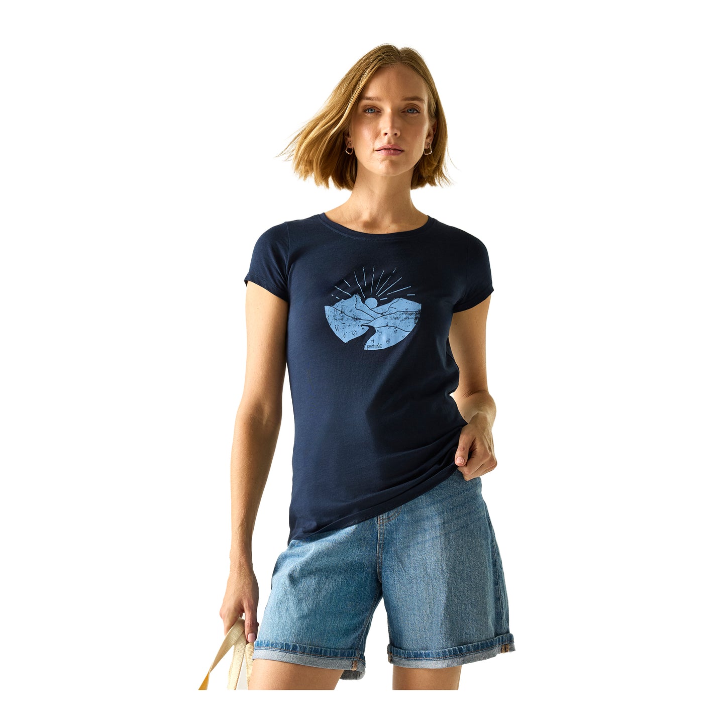 Navy - Lifestyle - Regatta Womens-Ladies Breezed Mountain Scene T-Shirt